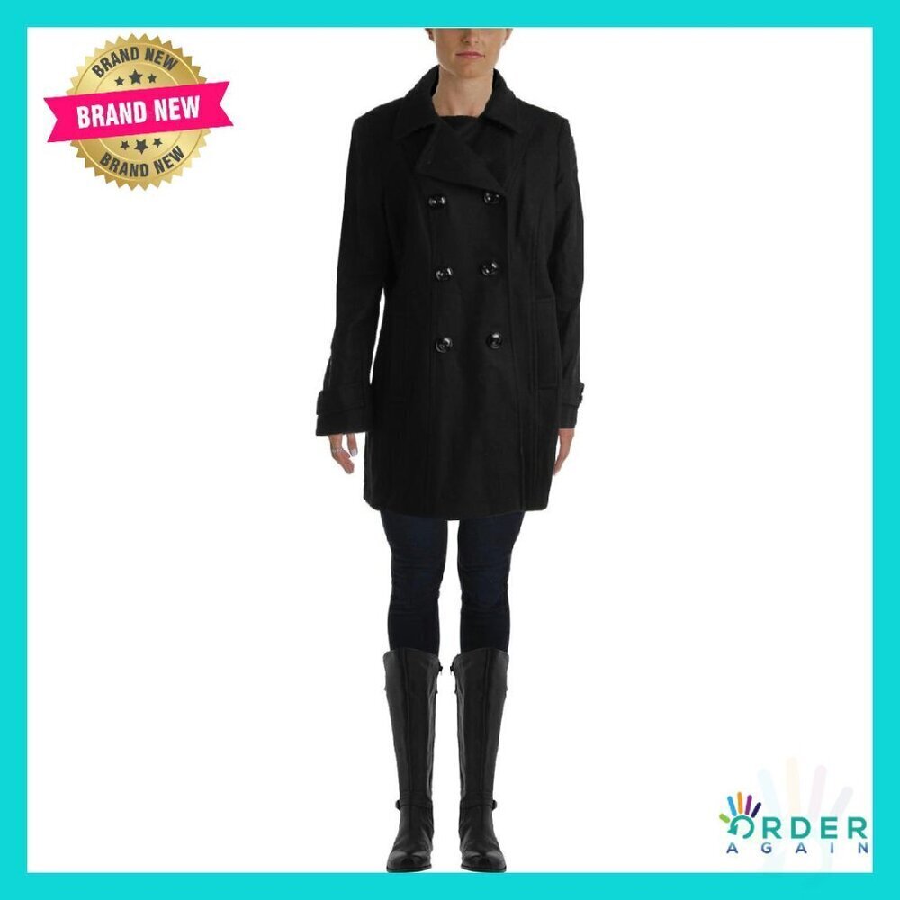 Classic Double Breasted Wool Pea Coat Elegant City Style Oversized Lapels